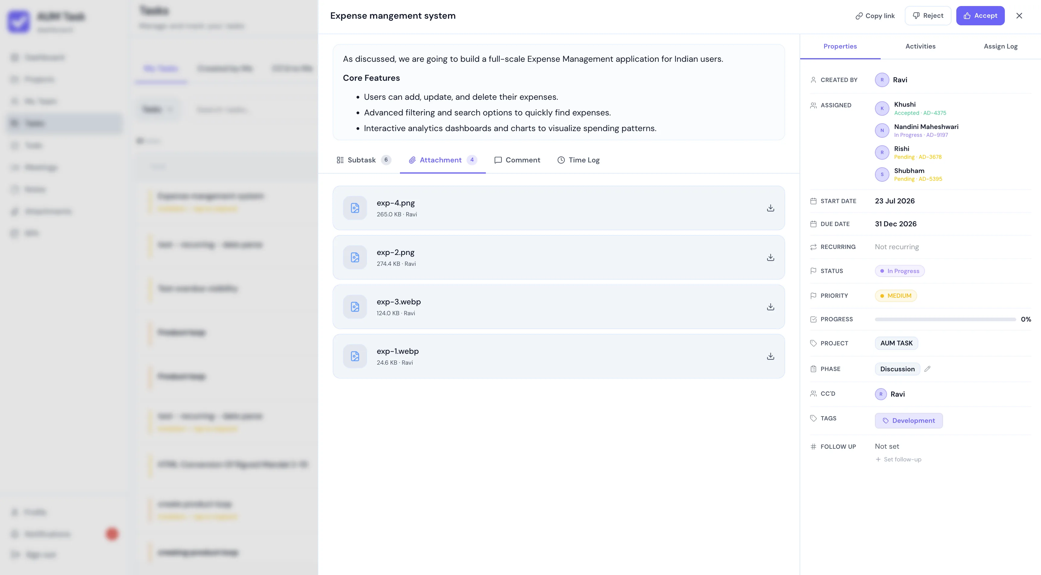 Task File Attachments Tab